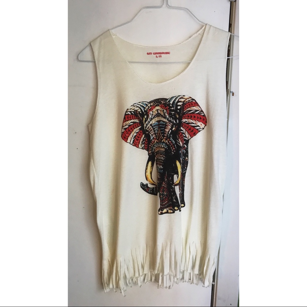 SMALL/MEDIUM GRAPHIC FRINGE MUSCLE TANK🐘🧡✌🏻